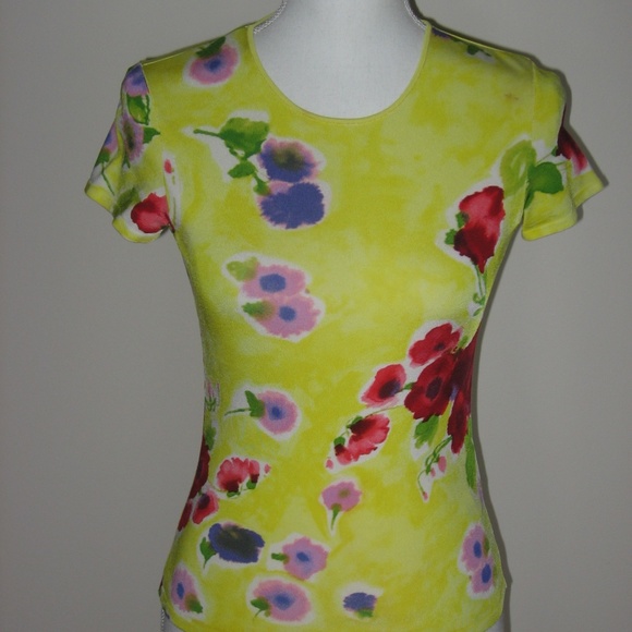 RALPH LAUREN Purple Label Floral Short Sleeve Top - Picture 1 of 5